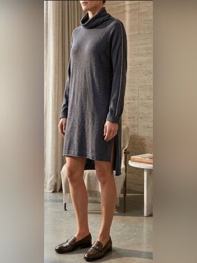 French Connection Blue Sweater Dress With Zipper Detail